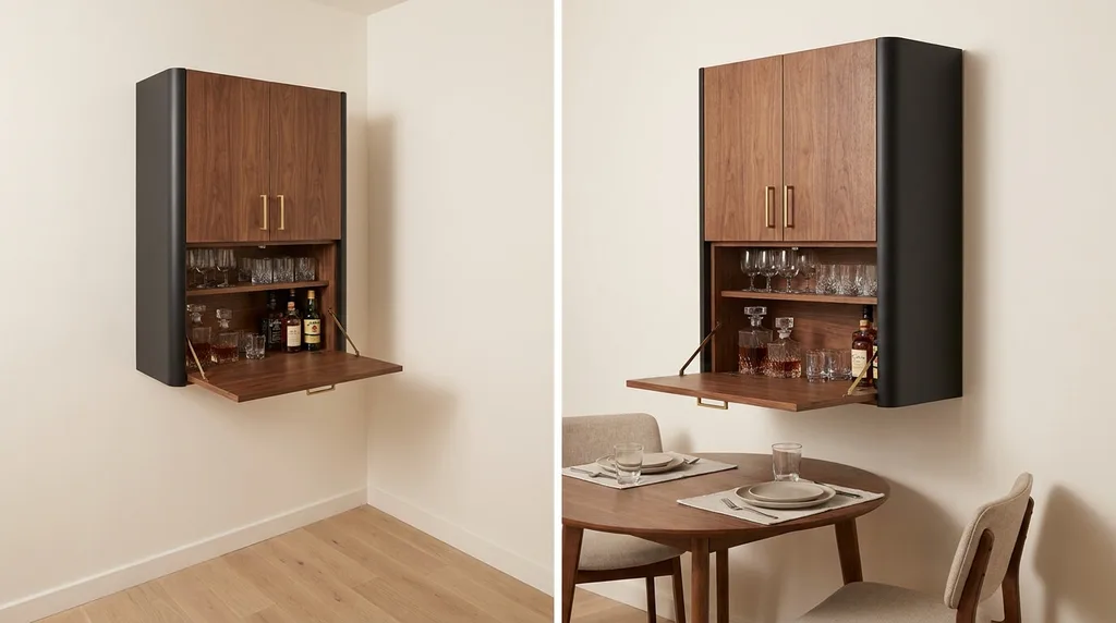 Wall-mounted home bar cabinet for a small space