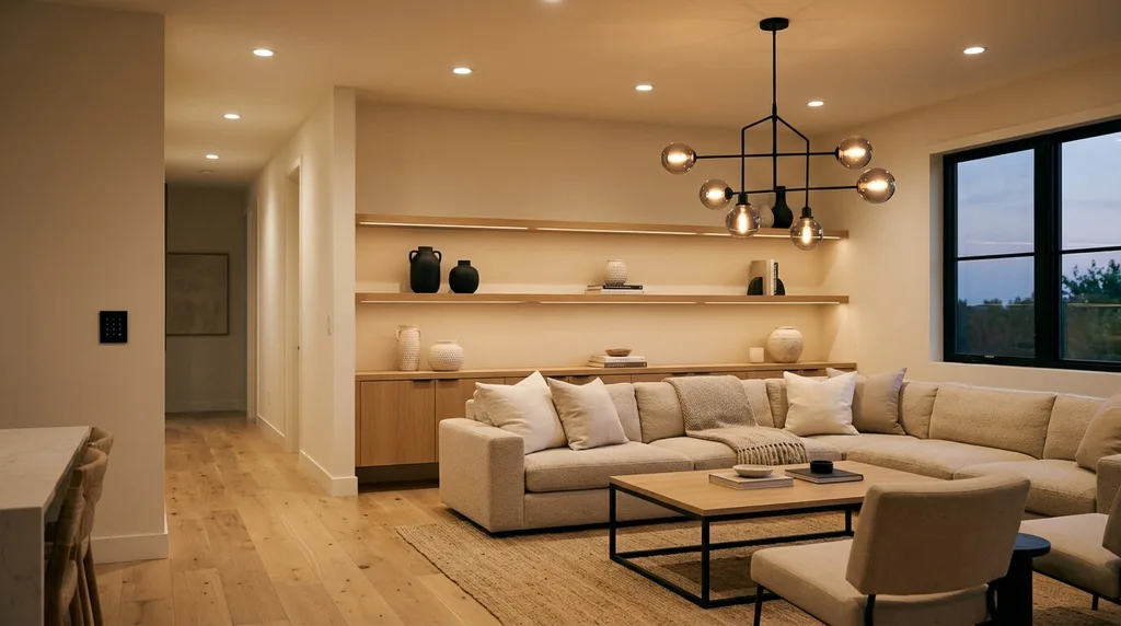 Smart lighting integrated into modern home interior design