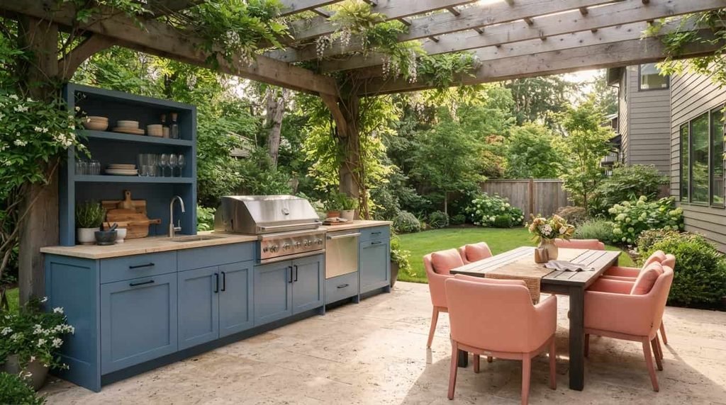 backyard cooking area