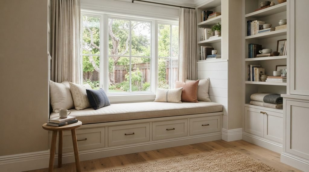 Match the bench to the room's existing built-ins