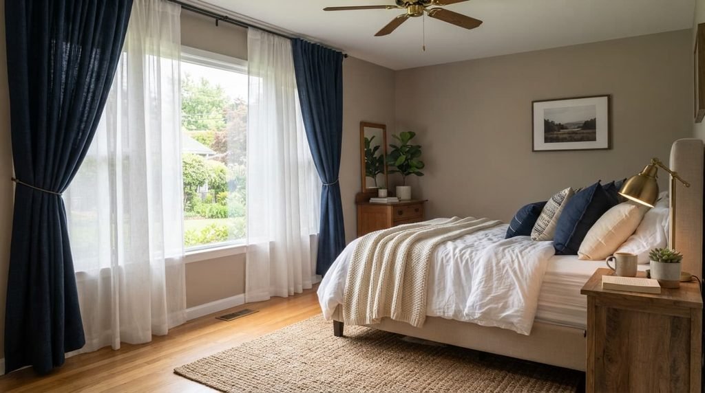 blackout and sheer curtains for light and privacy