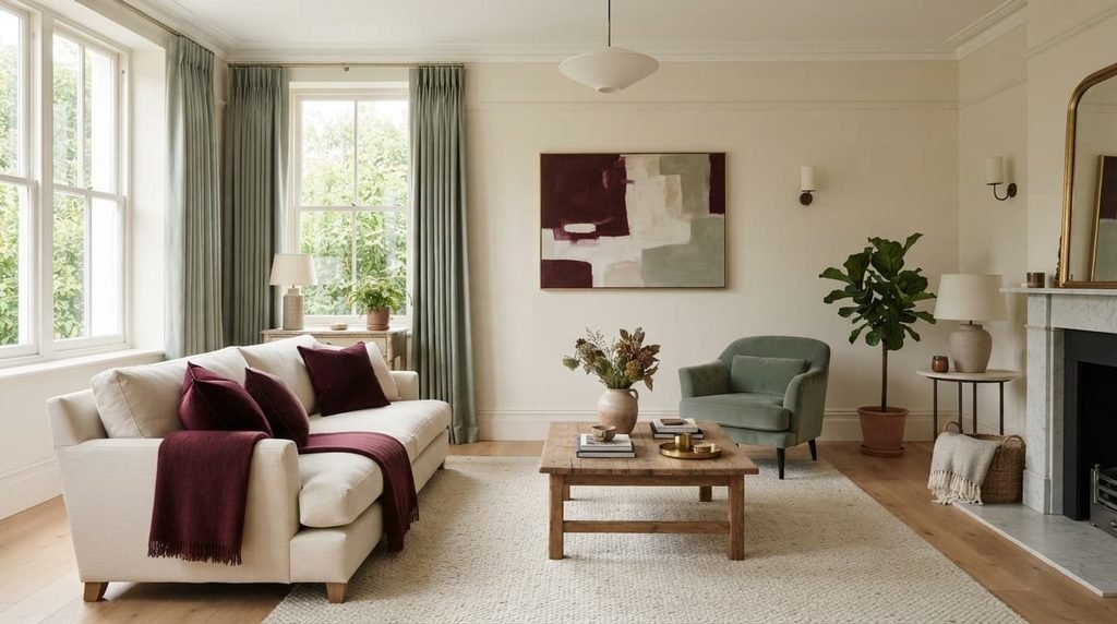 60-30-10 color palette used in a cohesive living room